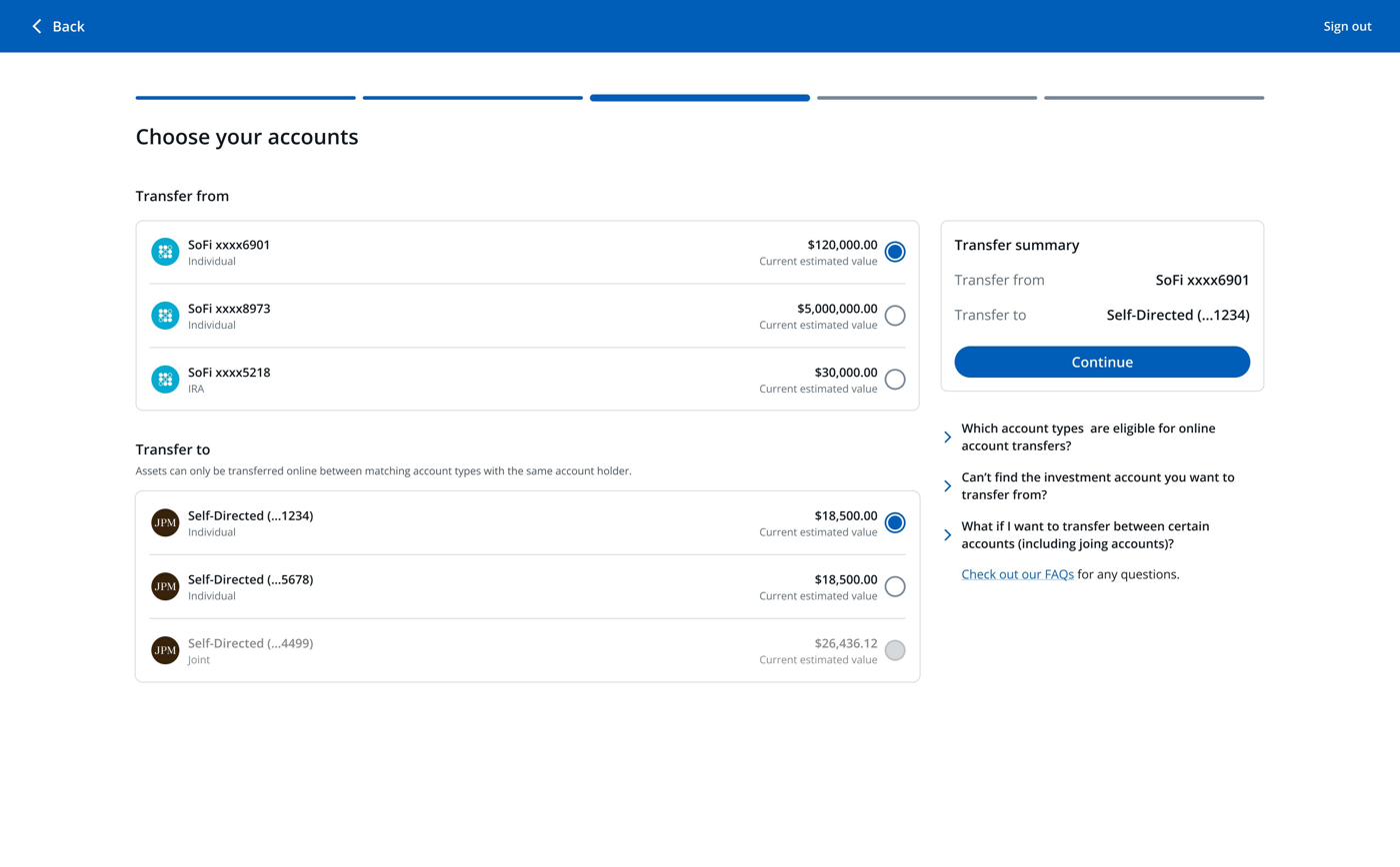 Step 3: dropped back into account selection