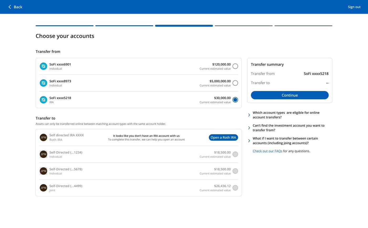 ACAT account selection screen